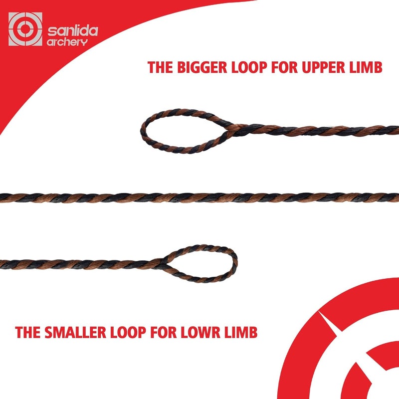 sanlida Archery 2PCS Dynaflight BCY D97 Handmade Flemish Twist Bow String 16 Strands Replacement for Traditional Longbow Recurve Bow One-Piece Bow, AMO Length 68" and 60" - Image 3